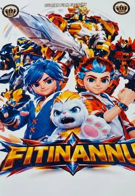 Indian Hausa Films Fitanannu poster with animated characters and a robot from the movie. | Arewa Movies TV