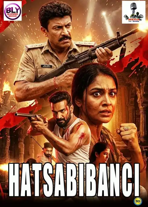 Indian Hausa Films Hatsabanci movie poster with armed characters and intense expressions. | Arewa Movies TV
